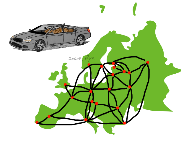 欧州車とヨーロッパ地図 ヨーロッパ ドライブ